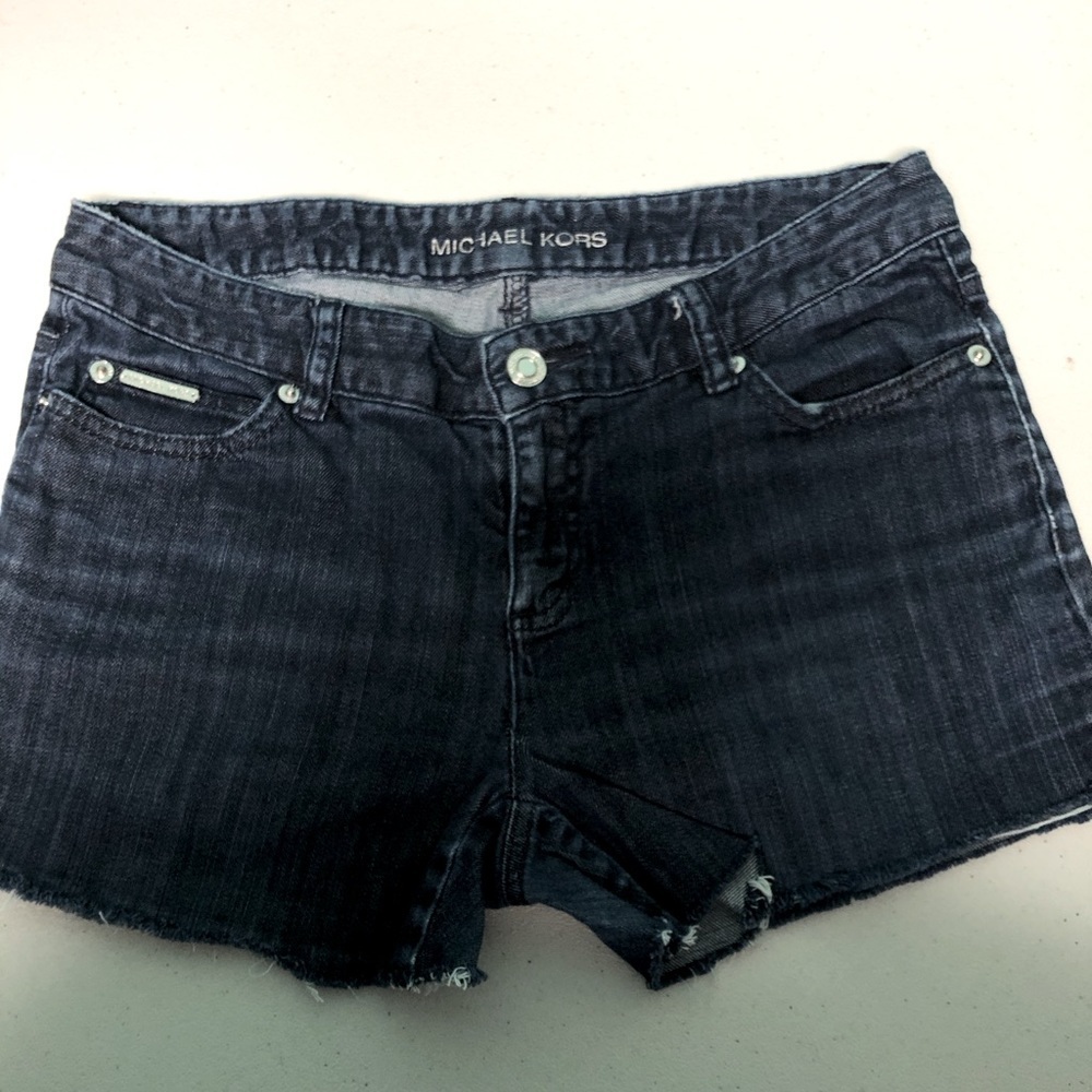 Michael Kors cut off distressed denim shorts size 4 dark wash